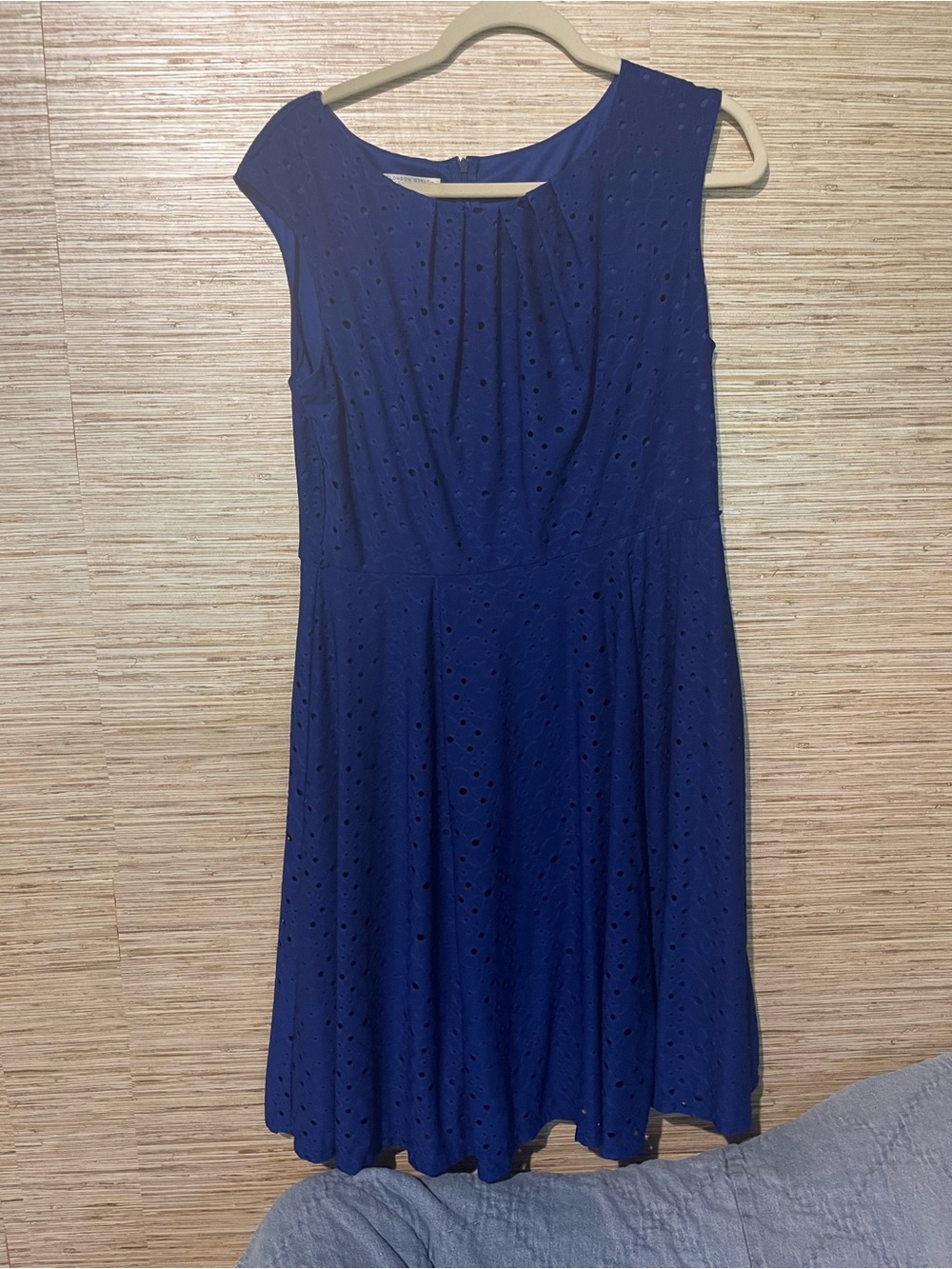 London Style Royal Blue Eyelet Midi Dress
